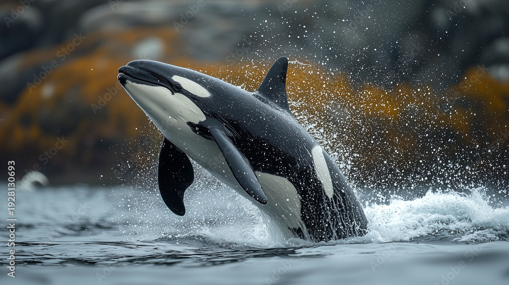 Fototapeta premium Killer whale orca jump out of water