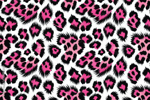 Lively Leopard Spots Pattern in Black and Pink Playful Dynamic Design