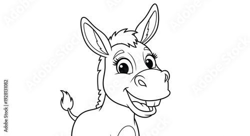 A charming black and white illustration depicts a donkey s head with a playful expression a delightful silhouette high quality professional detailed modern elegant