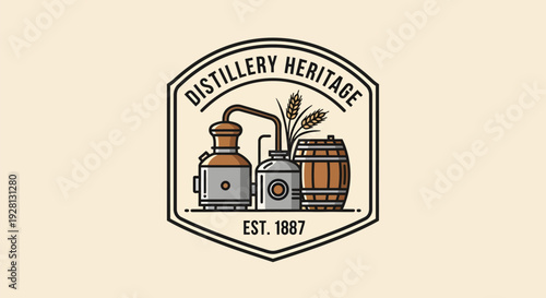Distillery Heritage Est 1887 Logo Design.
