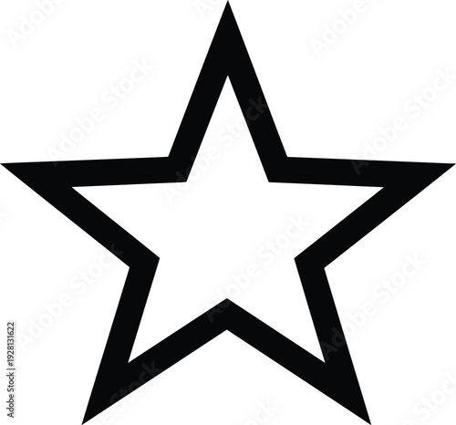 Outline of a black star symbol on a white background, graphic design element
