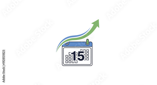 Calendar Icon with Green Arrow and Date.