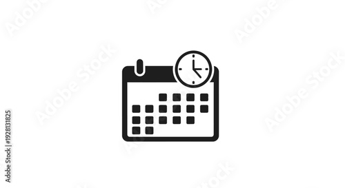 Calendar Icon with Clock Symbol Design.