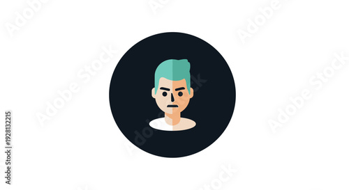Cartoon man with blue hair portrait.