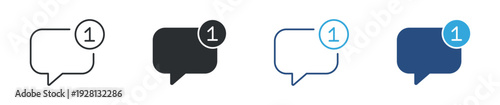 Message notification icon set, chat bubble with badge symbol, new alert vector illustration