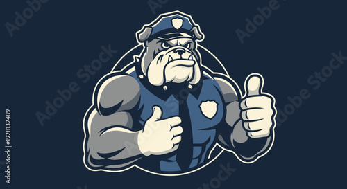 Police gorilla cartoon character giving thumbs up.