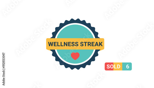 Wellness achievement badge with heart icon