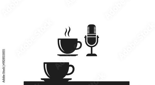 Coffee Cups and Microphone Setup.
