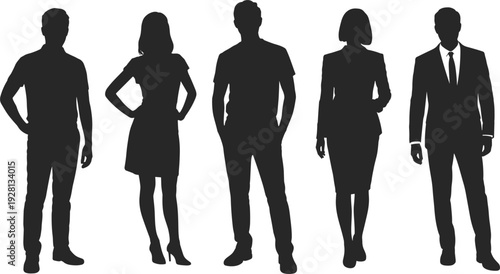 Silhouettes of Business Professionals and Casual Individuals people