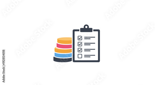 Colorful Disks and Checklist on Clipboard.