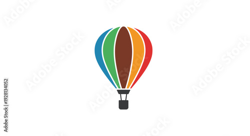 Colorful hot air balloon floating high.