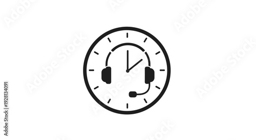 Clock with headset on face.