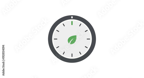Clock with green leaf mark.