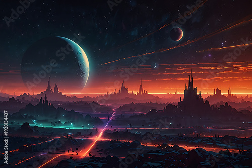 Retro futuristic horizon glow