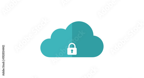 Cloud storage security padlock icon.