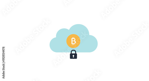 Cloud with Bitcoin and Lock.