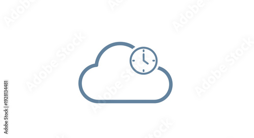 Cloud with clock icon symbol.