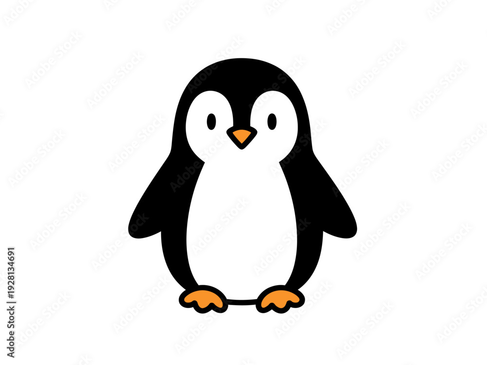 Obraz premium A cute cartoon illustration of a standing penguin on a white background