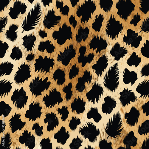 Leopard Print Pattern with Dense Black Spots on Brown Base (Digital Design)