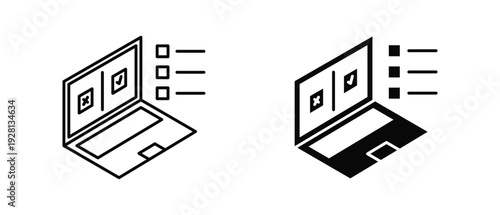 Testing icon set with style outline and solid. vector simple elements for design and presentation.