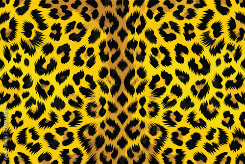 Dynamic Leopard Fur Pattern with Vibrant Yellow and Black Spots (Vector Design)