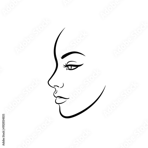 Elegant Line Art Portrait of a Womans Profile, Minimalist Beauty.