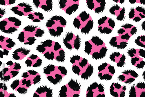 Playful Leopard Spots Pattern with Pink Centers and Black Edges on White Background