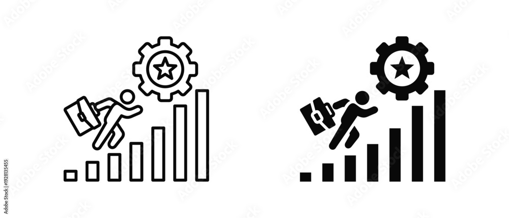Obraz premium Success icon set with style outline and solid. vector simple elements for design and presentation.