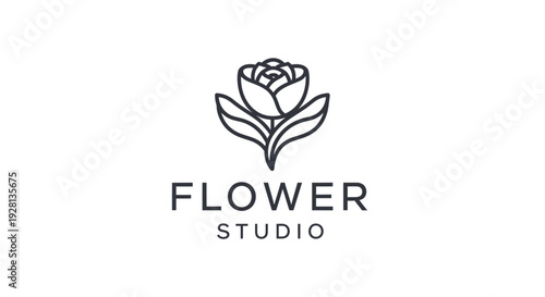Minimalist Line Art Rose Flower Studio Logo Design.