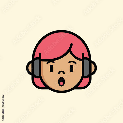 Cartoon illustration of person listening to music with headphones