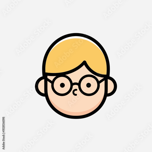 Cartoon portrait of a person wearing glasses with blond hair