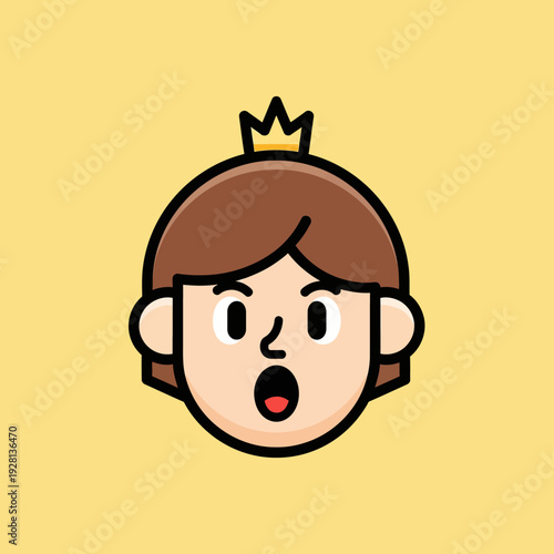 Cartoon princess character illustration on yellow background