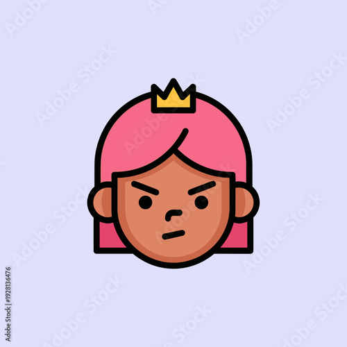 Cartoon princess illustration with a crown and a contemptuous expression