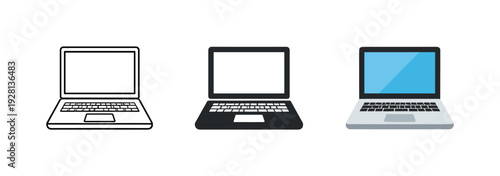 Coordinating tasks depicted as an open laptop computer with visible screen rectangle and keyboard base, fully defined by its