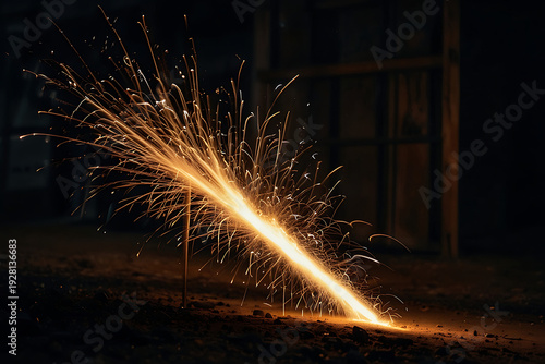 Sparks flying in darkness