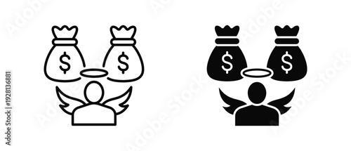 Angel Investor  icon set with style outline and solid. vector simple elements for design and presentation.