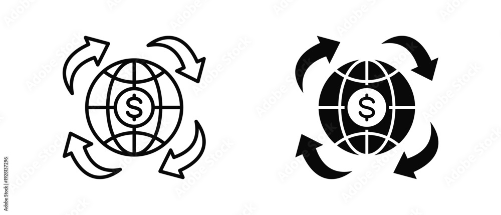 Obraz premium Globalization icon set with style outline and solid. vector simple elements for design and presentation.