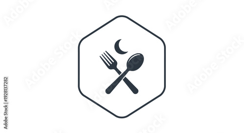 Crossed Fork and Spoon Icon Design.