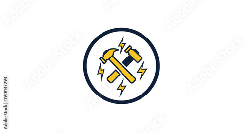 Crossed Hammer and Wrench Emblem Logo.