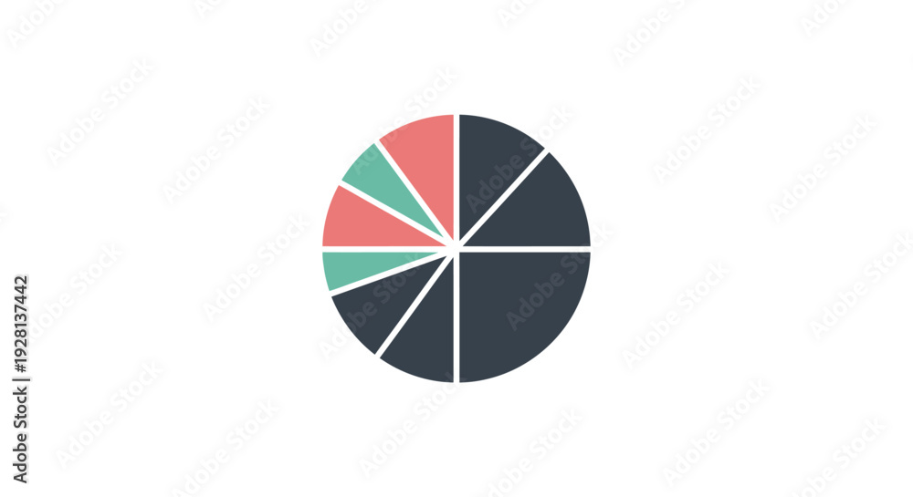 Fototapeta premium Colorful pie chart graph sections.
