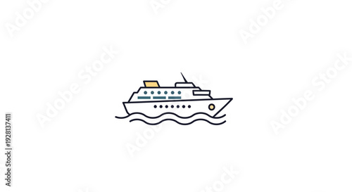 Cruise Ship Sailing on Ocean Water.