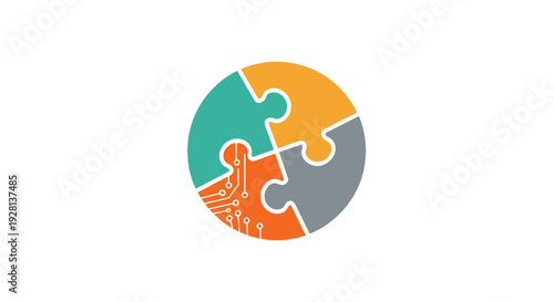 Colorful puzzle pieces coming together.