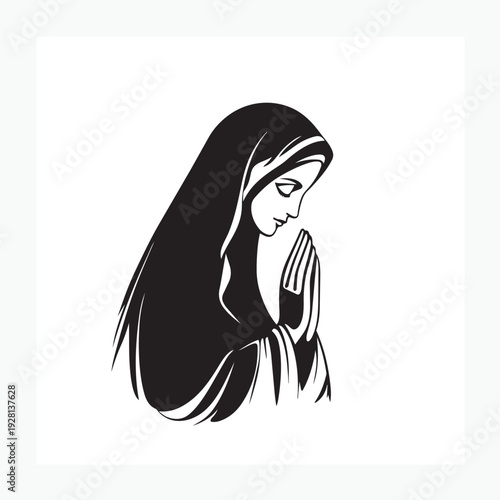 vector illustration of the Virgin Mary praying