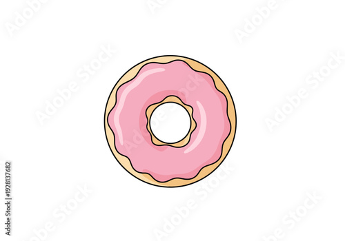 Sweet Round Pastry Treat with Pink Glaze and Sprinkles on White Background for Dessert Confectionery