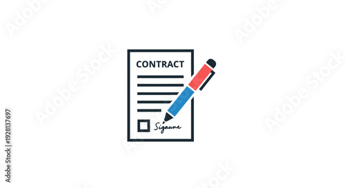 Contract document with pen signing.