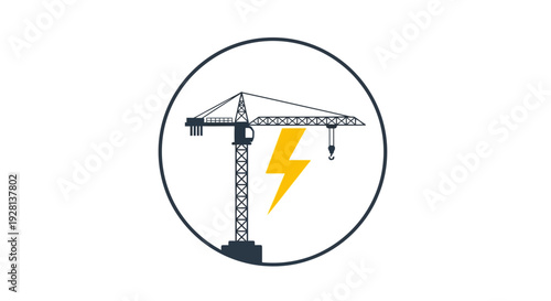 Crane with lightning bolt symbol.