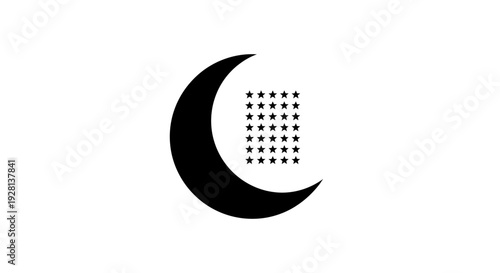 Crescent Moon with Dotted Pattern Inside.