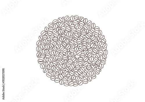 Circle arrangement of roasted coffee beans texture pattern closeup for beverage inspiration and cafe background design ideas