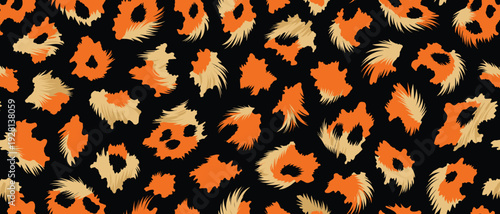 Wildlife animal skin pattern fur camouflage seamless design for fashion prints and textile industry applications closeup view