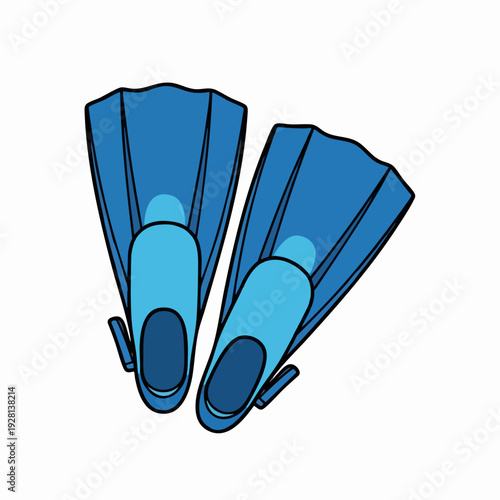 Illustration of blue swim fins diving equipment for snorkeling and underwater swimming perfect for summer recreation and vacation activities